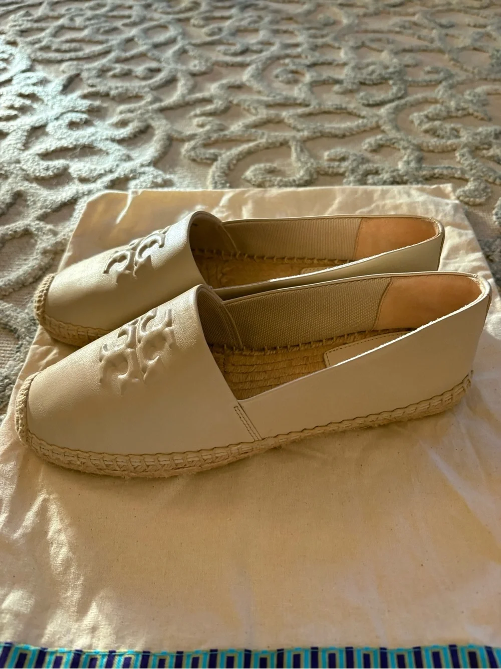 Tory Burch Women's Cream Leather Espadrille Slip-Ons